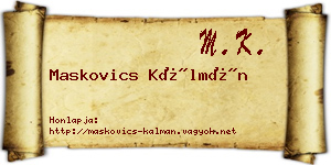 Maskovics Kálmán névjegykártya